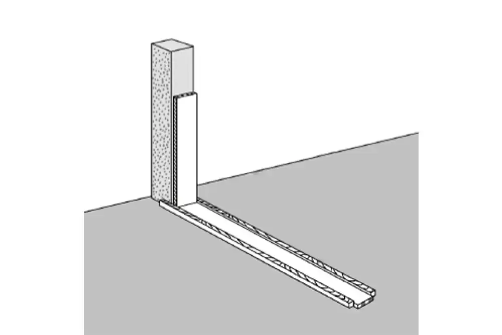 玻璃磚｜玻璃磚案例｜玻璃磚施工流程2-於牆柱面設置專用吸震膠條，增加玻璃磚的抗震能力。