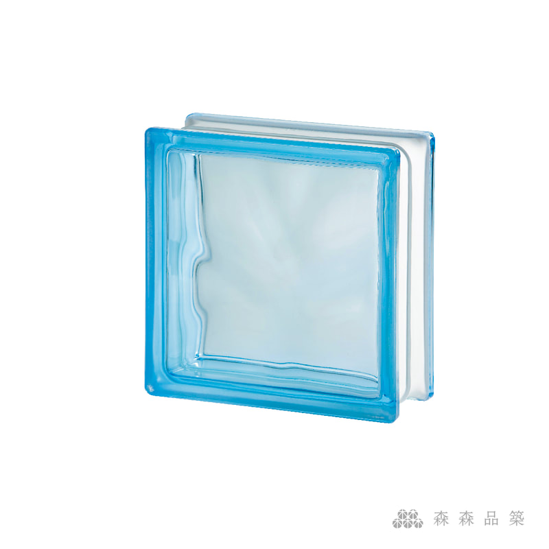 SEVES空心玻璃磚-彩磚1908 WAVE 水波紋藍色空心玻璃磚