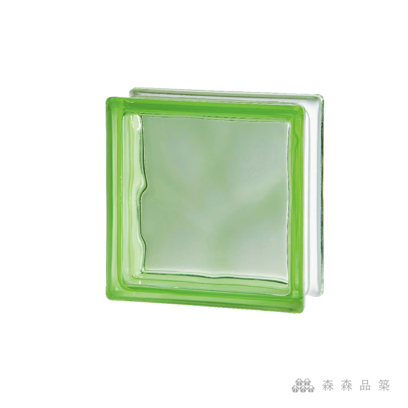 SEVES空心玻璃磚-彩磚1908 WAVE 水波紋綠色空心玻璃磚