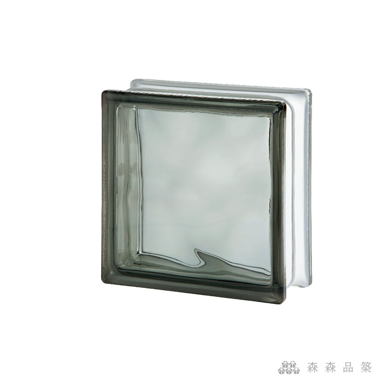 SEVES空心玻璃磚-彩磚1908 WAVE 水波紋灰色空心玻璃磚