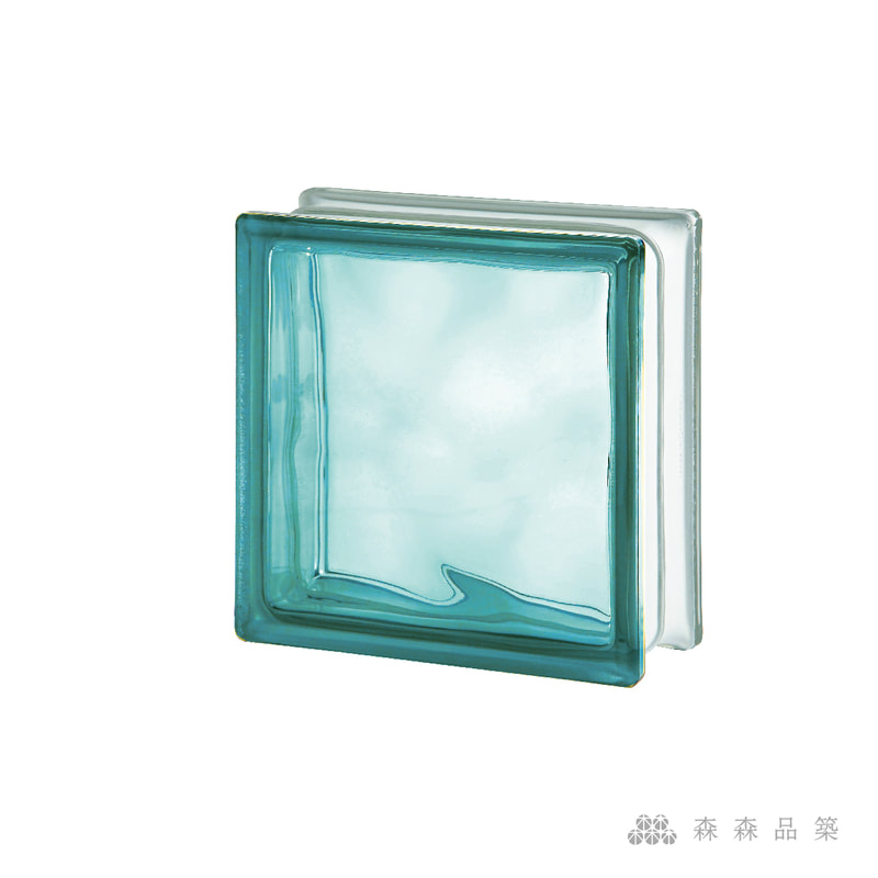 SEVES空心玻璃磚-彩磚1908 WAVE 水波紋湖藍色空心玻璃磚