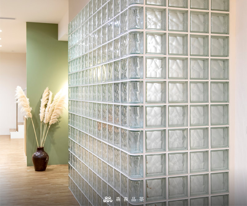 森森品築1908W雲型紋玻璃空心磚住宅空間隔間設計案例分享 - 